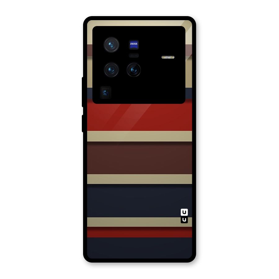 Elegant Stripes Pattern Glass Back Case for Vivo X80 Pro