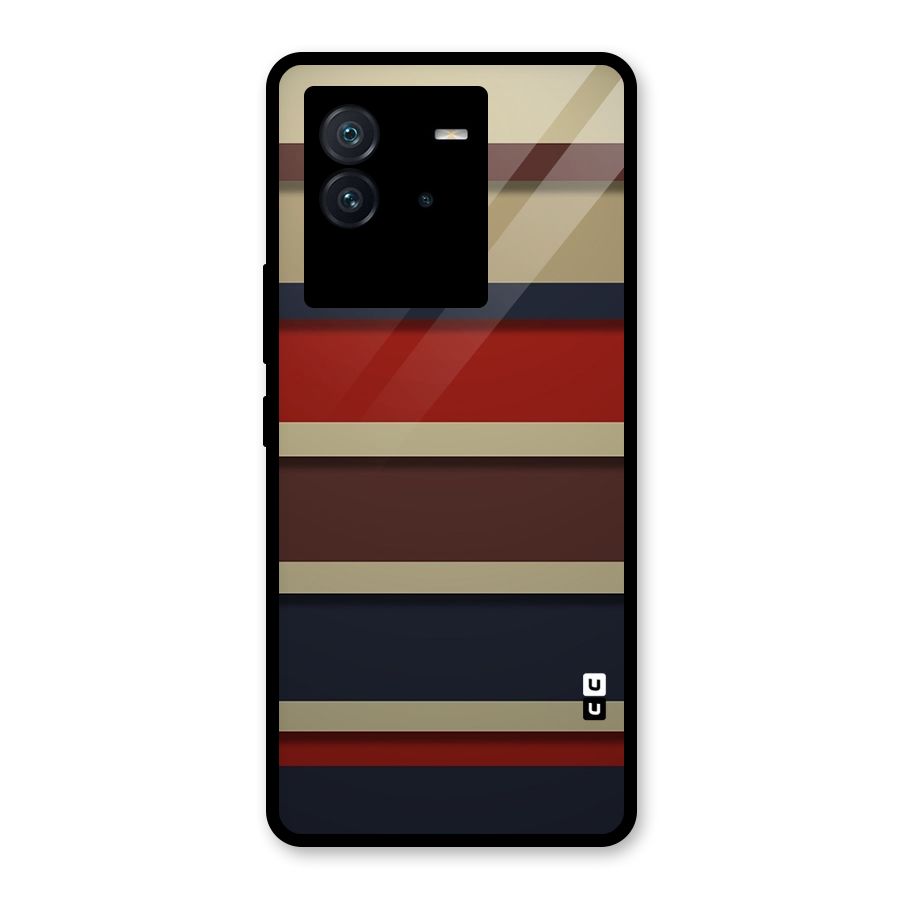 Elegant Stripes Pattern Glass Back Case for Vivo iQOO Neo 6 5G