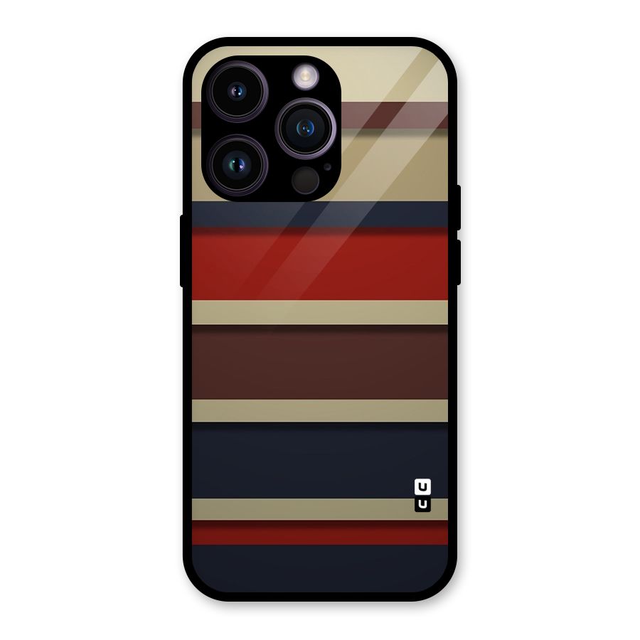 Elegant Stripes Pattern Glass Back Case for iPhone 14 Pro