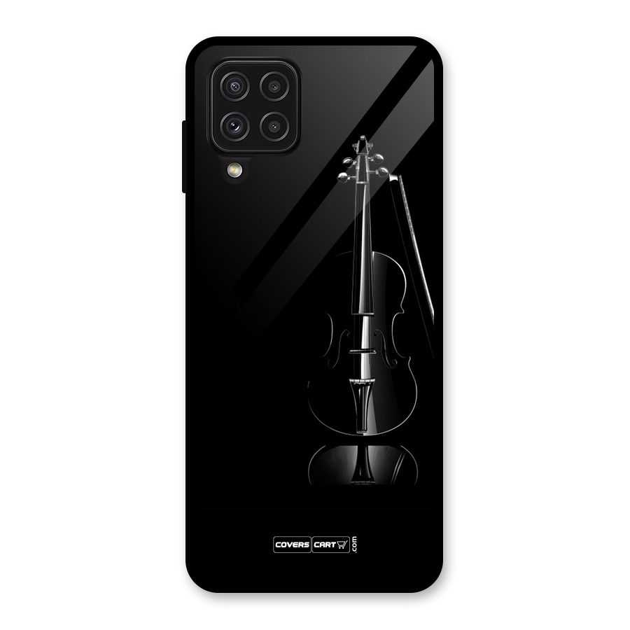 Elegant Violin Glass Back Case for Galaxy A22 4G