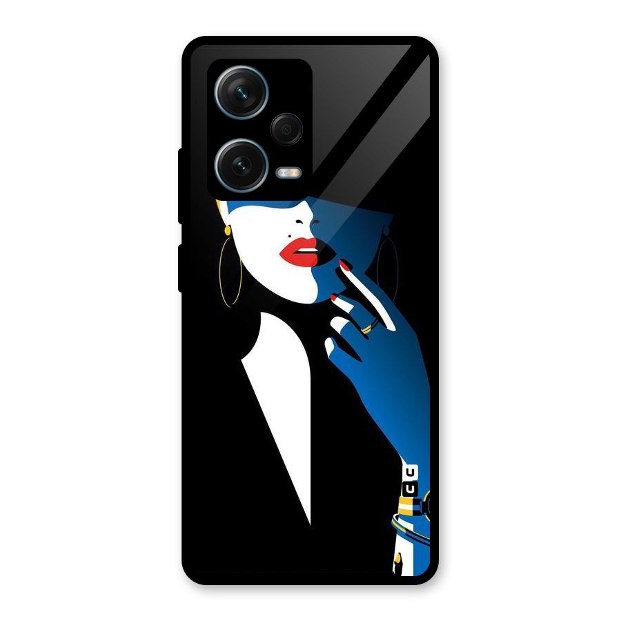 Elegant Woman Glass Back Case for Redmi Note 12 Pro Plus 5G
