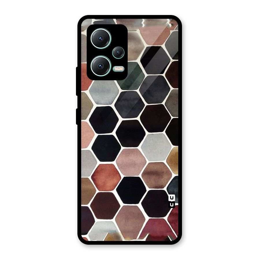 Elite Pastel Hexagons Glass Back Case for Redmi Note 12 5G