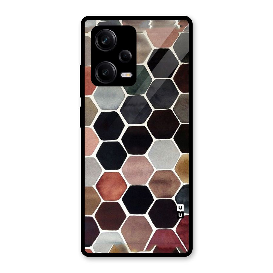 Elite Pastel Hexagons Glass Back Case for Redmi Note 12 Pro