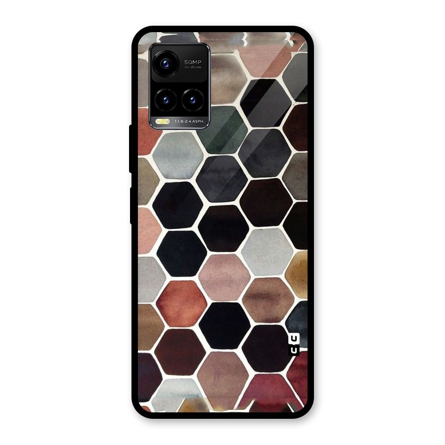 Elite Pastel Hexagons Glass Back Case for Vivo Y21A