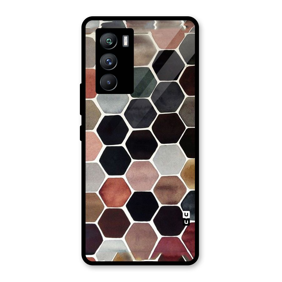 Elite Pastel Hexagons Glass Back Case for Vivo iQOO 9 SE