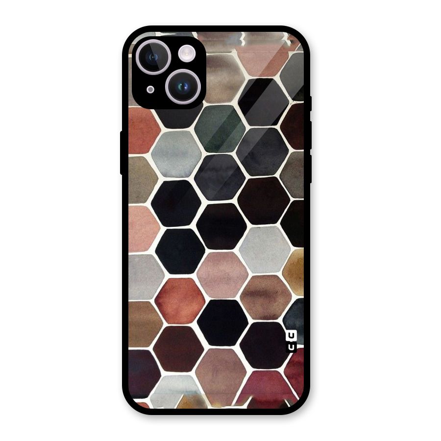 Elite Pastel Hexagons Glass Back Case for iPhone 14 Plus