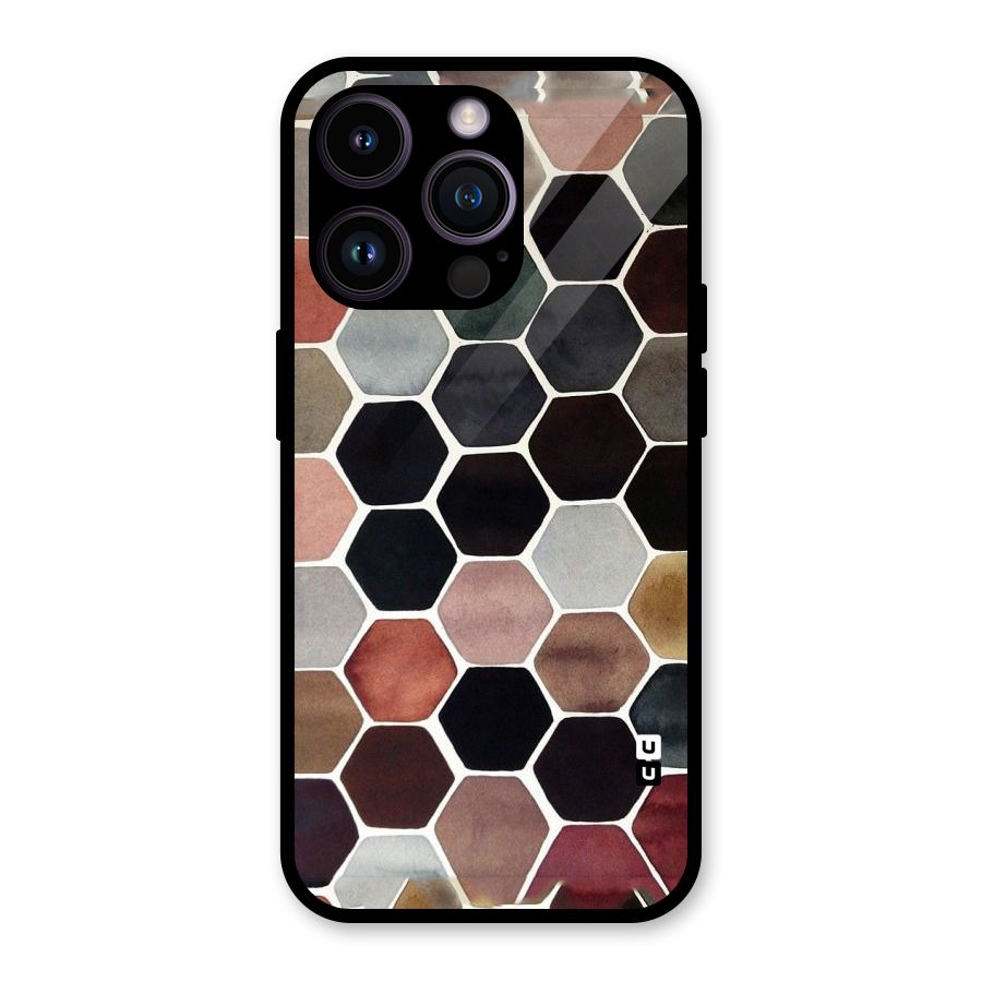 Elite Pastel Hexagons Glass Back Case for iPhone 14 Pro