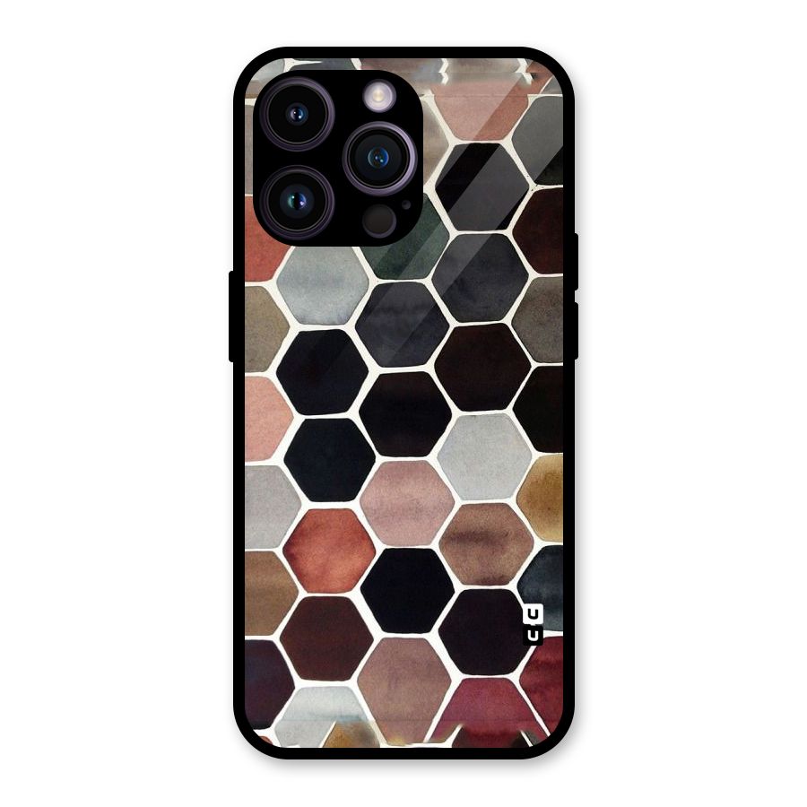 Elite Pastel Hexagons Glass Back Case for iPhone 14 Pro Max
