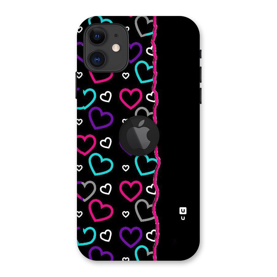 Empty Hearts Back Case for iPhone 11 Logo Cut