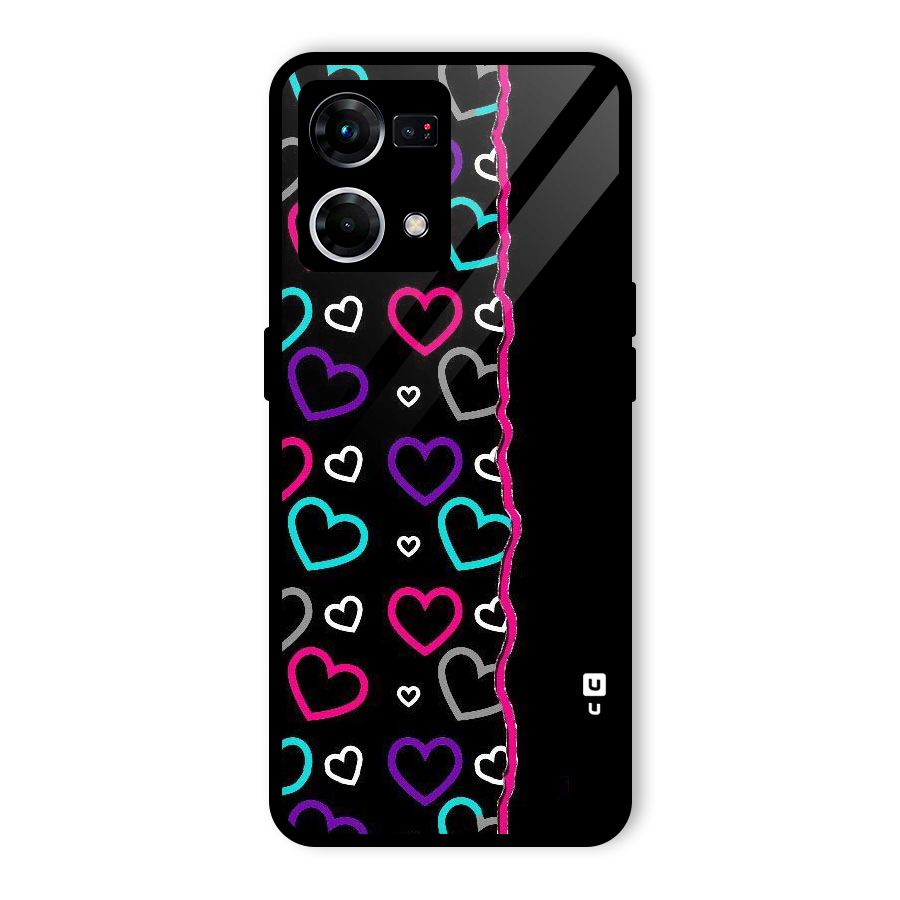 Empty Hearts Glass Back Case for Oppo F21 Pro 5G