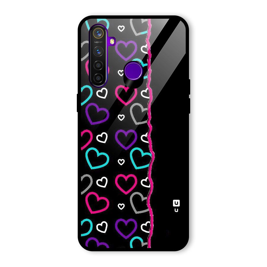 Empty Hearts Glass Back Case for Realme 5 Pro