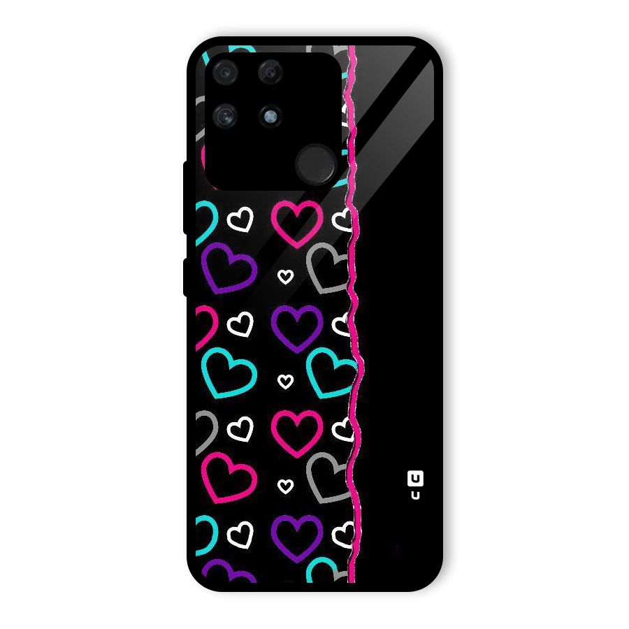 Empty Hearts Glass Back Case for Realme Narzo 50A