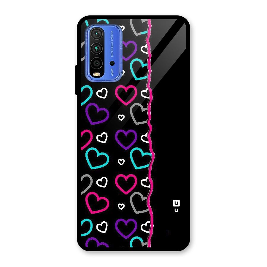 Empty Hearts Glass Back Case for Redmi 9 Power