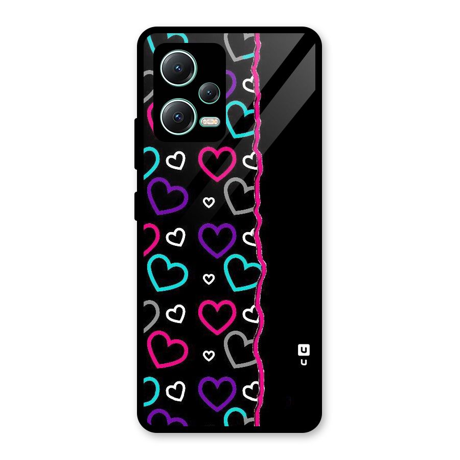 Empty Hearts Glass Back Case for Redmi Note 12 5G