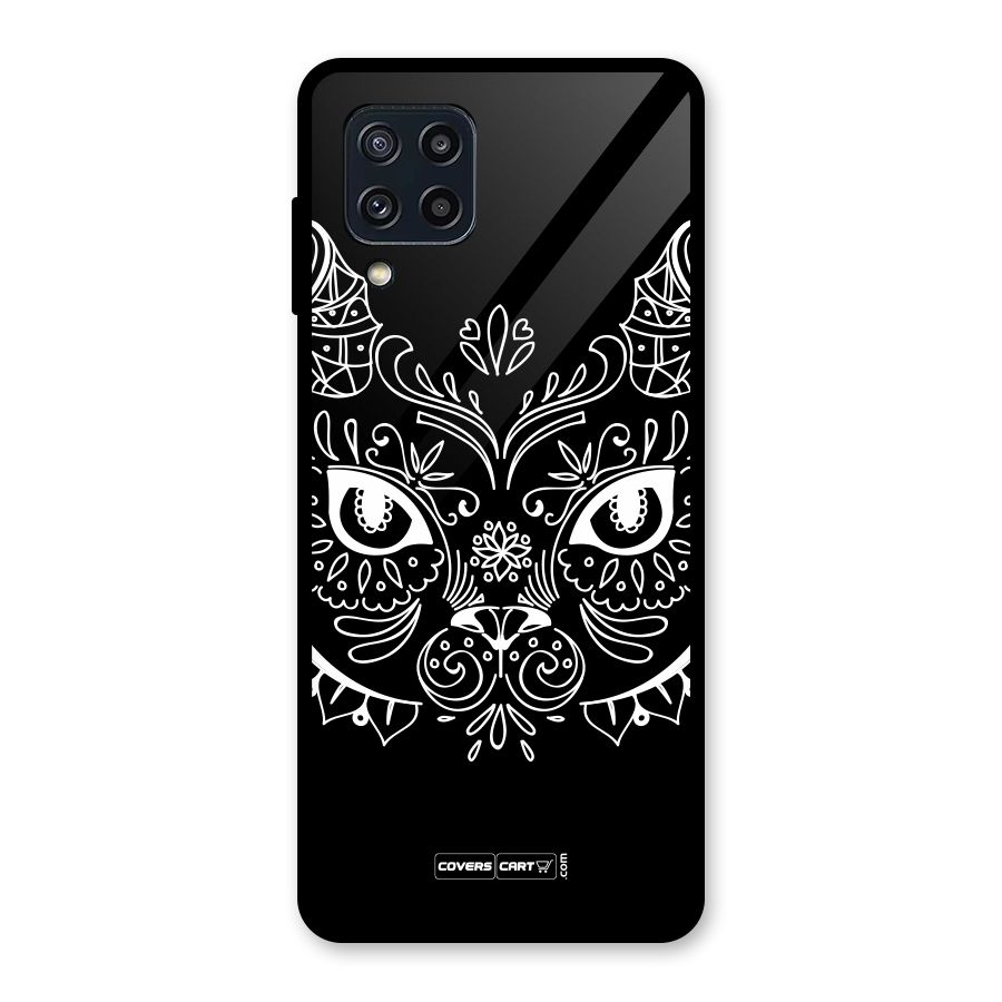 Ethnic Cat Design Glass Back Case for Galaxy M32