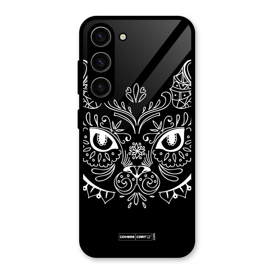 Ethnic Cat Design Glass Back Case for Galaxy S23