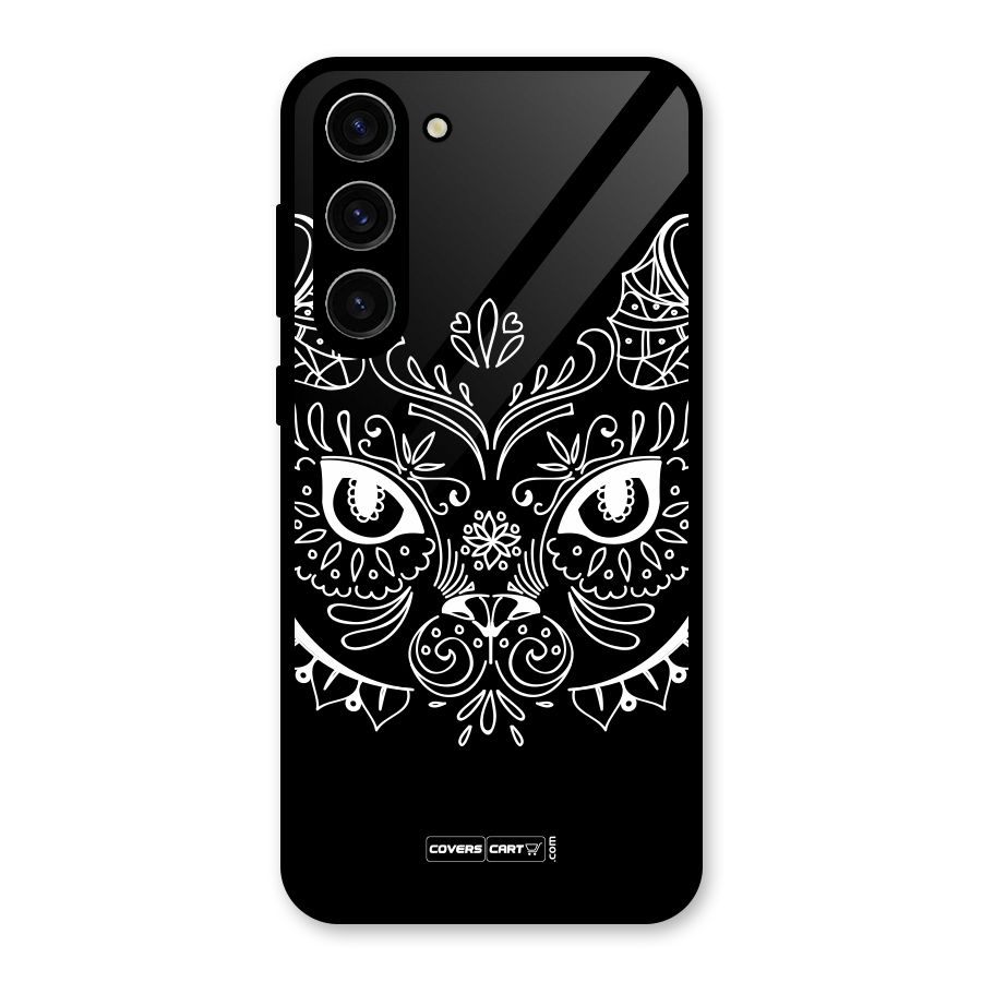 Ethnic Cat Design Glass Back Case for Galaxy S23 Plus