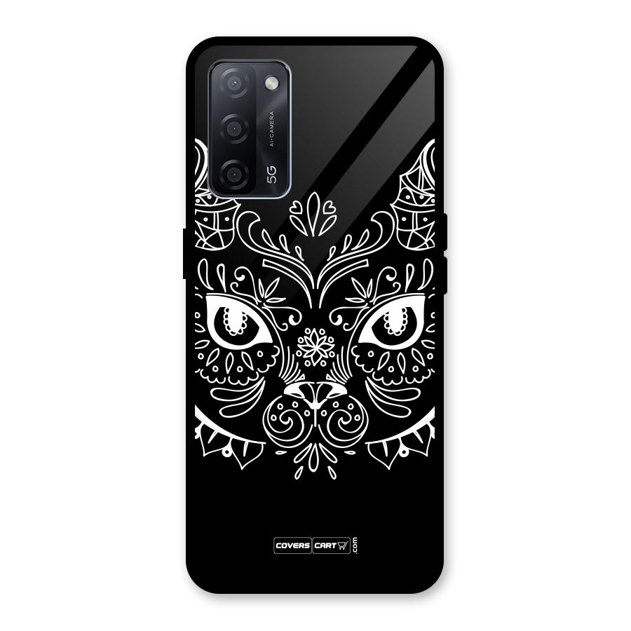 Ethnic Cat Design Glass Back Case for Oppo A53s 5G