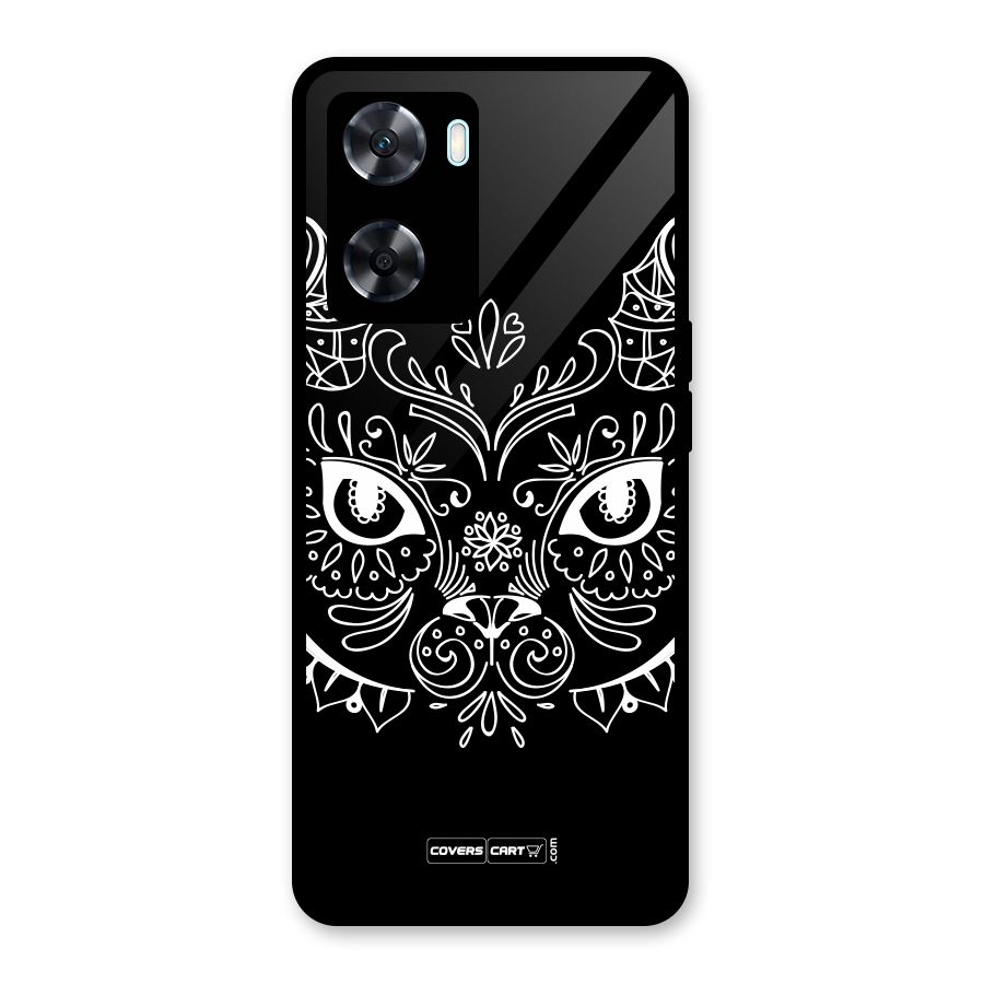 Ethnic Cat Design Glass Back Case for Oppo A77