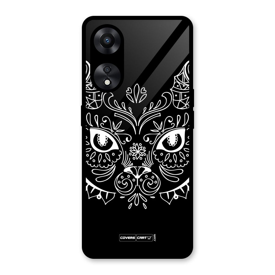 Ethnic Cat Design Glass Back Case for Oppo A78