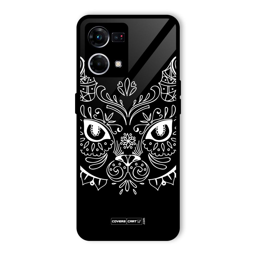 Ethnic Cat Design Glass Back Case for Oppo F21 Pro 4G