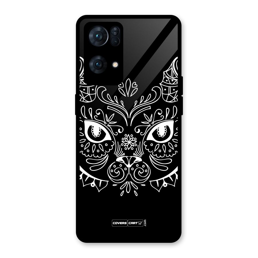 Ethnic Cat Design Glass Back Case for Oppo Reno7 Pro 5G
