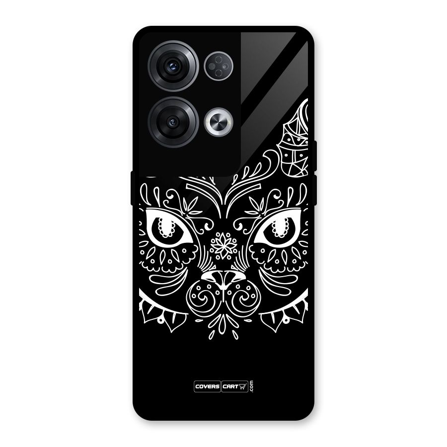 Ethnic Cat Design Glass Back Case for Oppo Reno8 Pro 5G