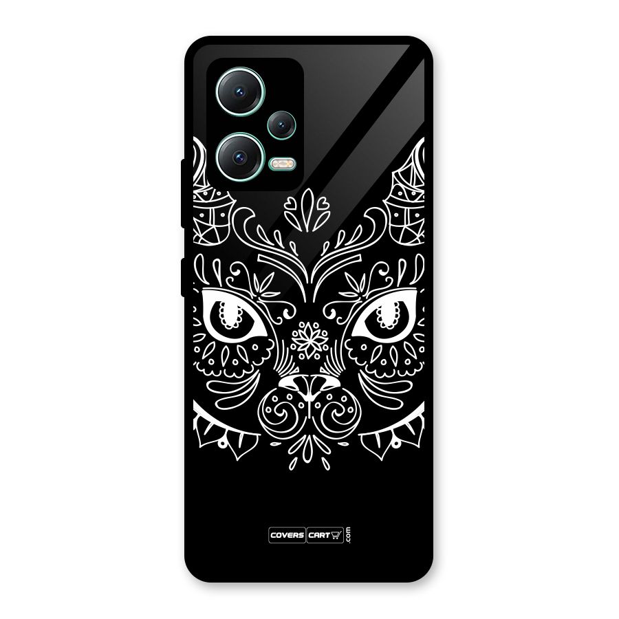 Ethnic Cat Design Glass Back Case for Redmi Note 12 5G