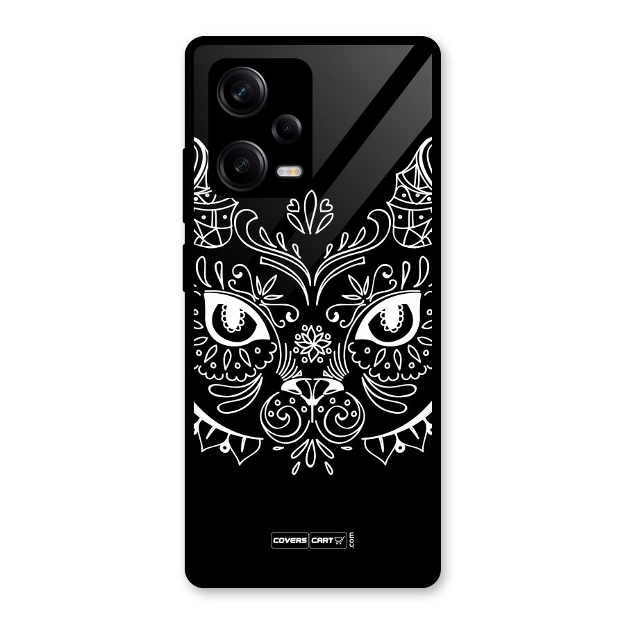Ethnic Cat Design Glass Back Case for Redmi Note 12 Pro