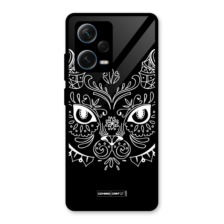 Ethnic Cat Design Glass Back Case for Redmi Note 12 Pro Plus 5G