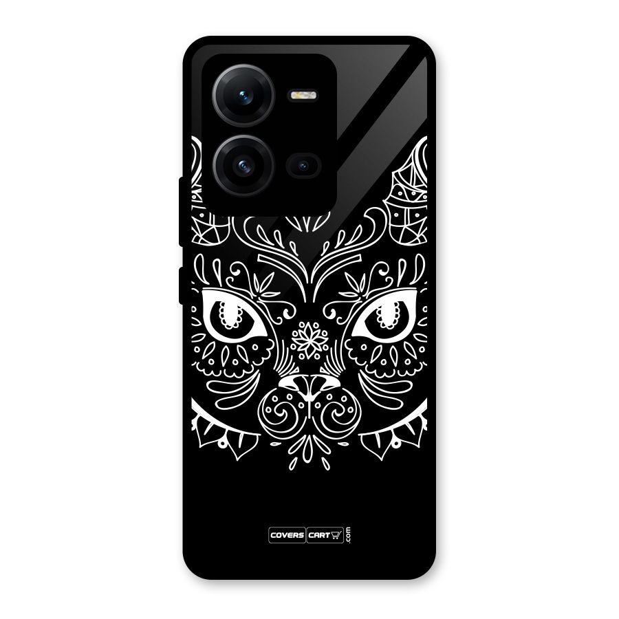 Ethnic Cat Design Glass Back Case for Vivo V25