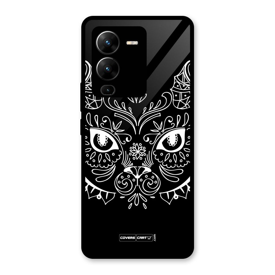 Ethnic Cat Design Glass Back Case for Vivo V25 Pro