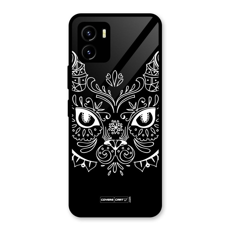 Ethnic Cat Design Glass Back Case for Vivo Y15s