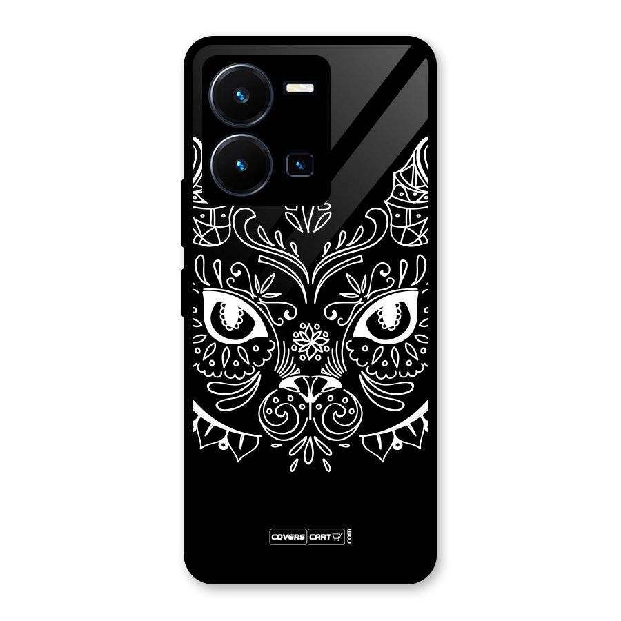 Ethnic Cat Design Glass Back Case for Vivo Y35