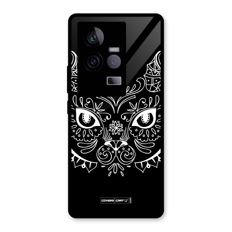 Ethnic Cat Design Glass Back Case for Vivo iQOO 11 5G