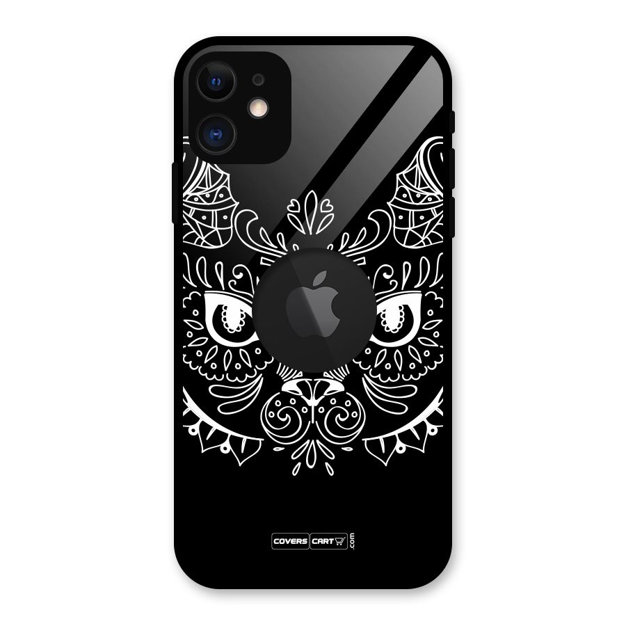 Ethnic Cat Design Glass Back Case for iPhone 11 Logo Cut