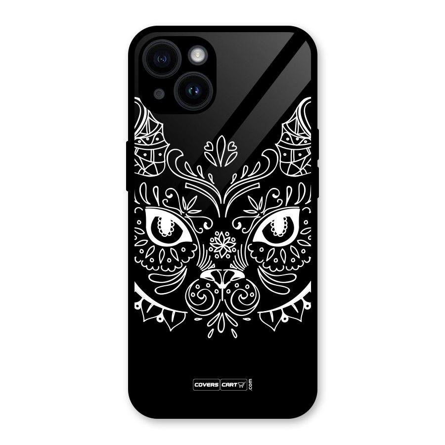 Ethnic Cat Design Glass Back Case for iPhone 14