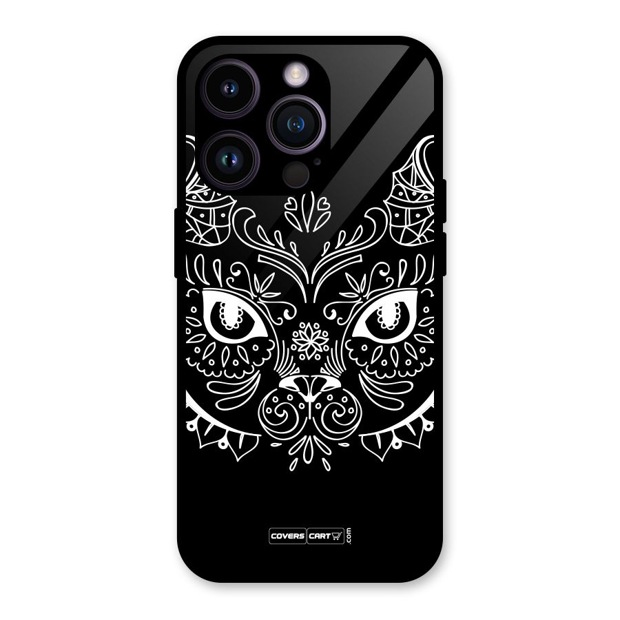 Ethnic Cat Design Glass Back Case for iPhone 14 Pro