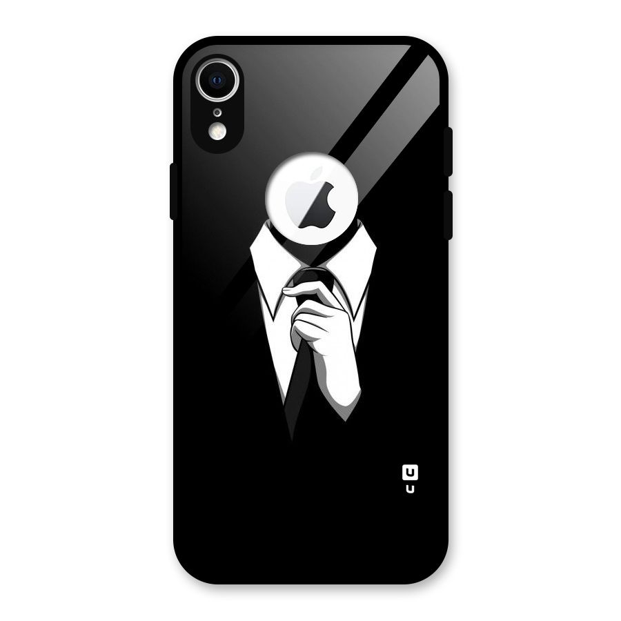 Faceless Gentleman Glass Back Case for iPhone XR Logo Cut