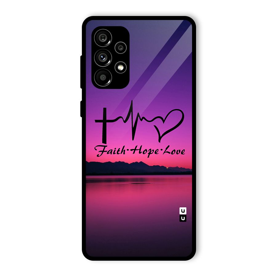Faith Hope Love Evening Sky Glass Back Case for Galaxy A73 5G