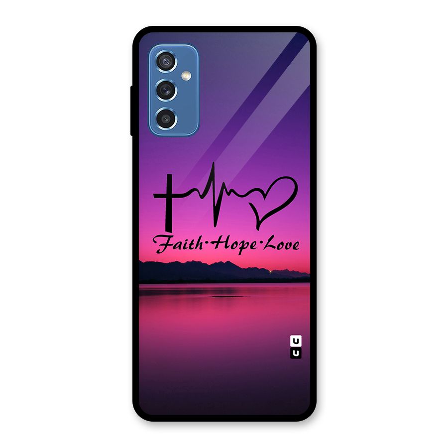 Faith Hope Love Evening Sky Glass Back Case for Galaxy M52 5G