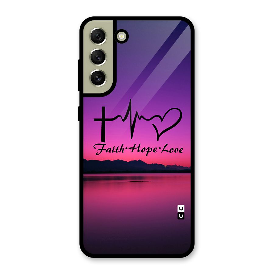 Faith Hope Love Evening Sky Glass Back Case for Galaxy S21 FE 5G