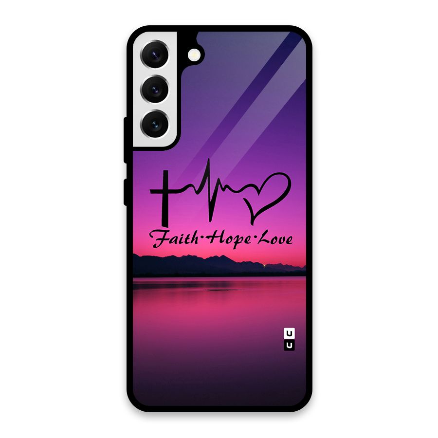 Faith Hope Love Evening Sky Glass Back Case for Galaxy S22 Plus 5G