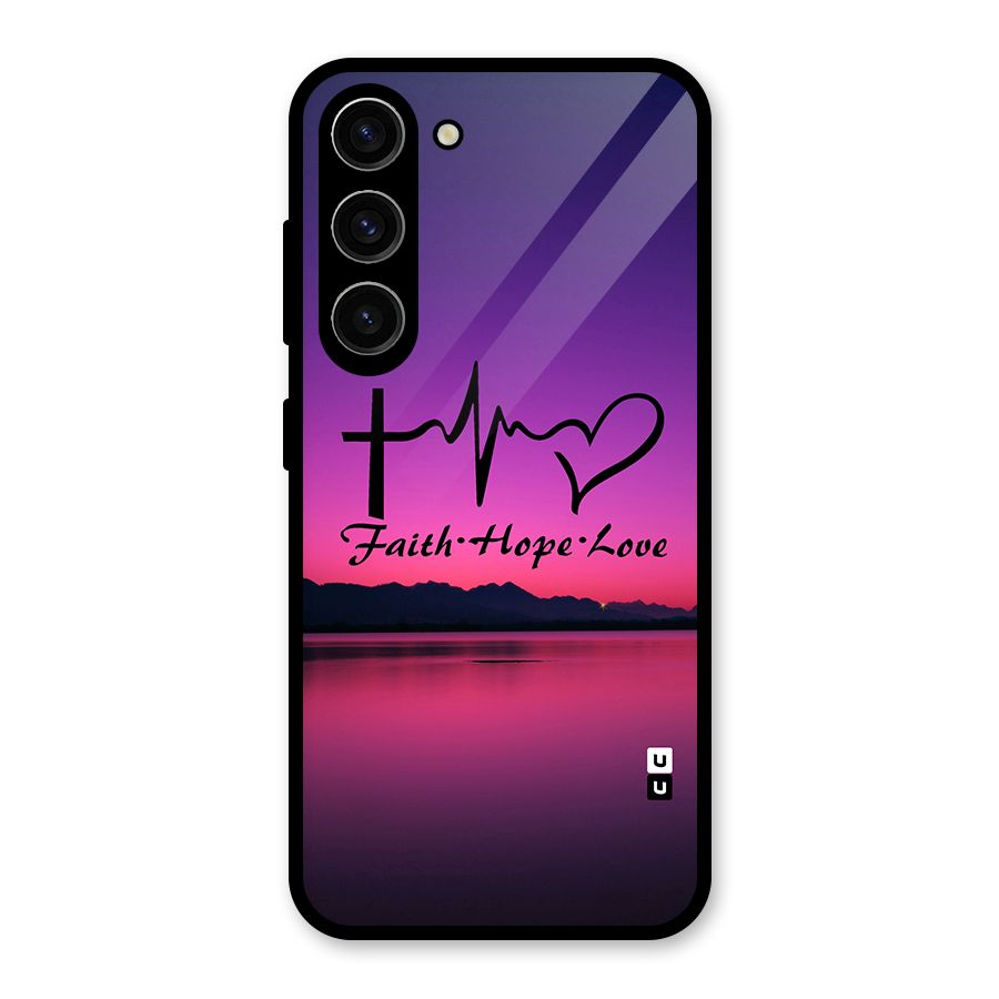 Faith Hope Love Evening Sky Glass Back Case for Galaxy S23
