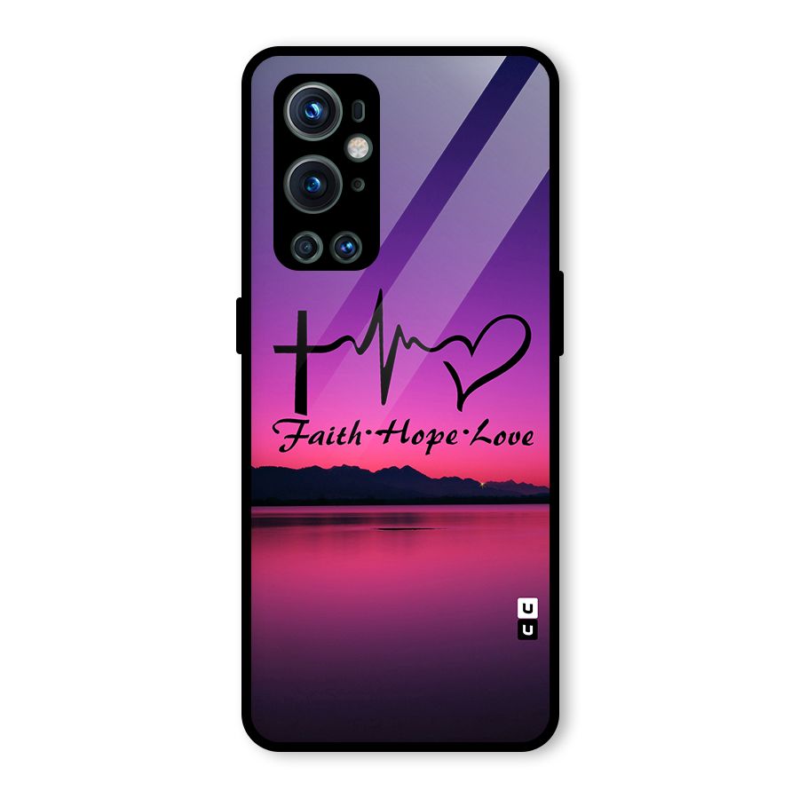Faith Hope Love Evening Sky Glass Back Case for OnePlus 9 Pro