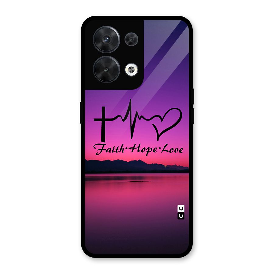 Faith Hope Love Evening Sky Glass Back Case for Oppo Reno8 5G