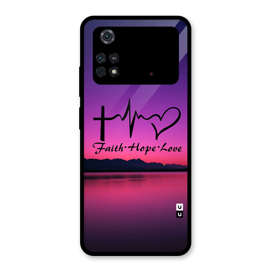 Faith Hope Love Evening Sky Glass Back Case for Poco M4 Pro 4G