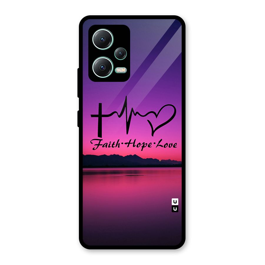 Faith Hope Love Evening Sky Glass Back Case for Redmi Note 12 5G