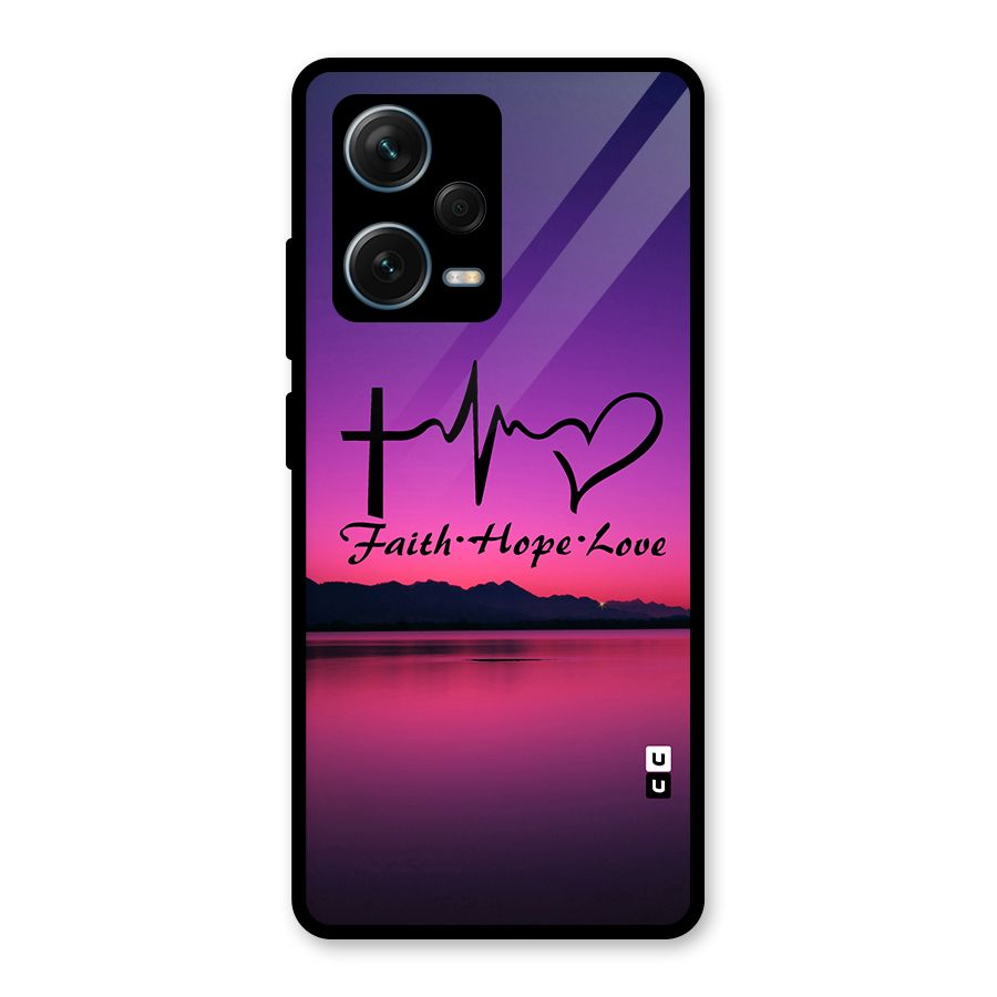 Faith Hope Love Evening Sky Glass Back Case for Redmi Note 12 Pro Plus 5G