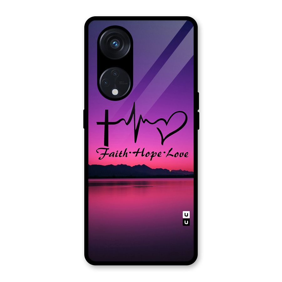 Faith Hope Love Evening Sky Glass Back Case for Reno8 T 5G